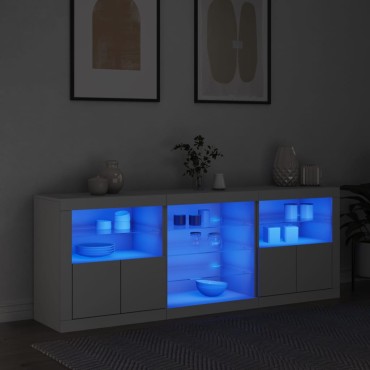 vidaXL Μπουφές με Φώτα LED Λευκός 181,5x37x67cm 1 τεμ.