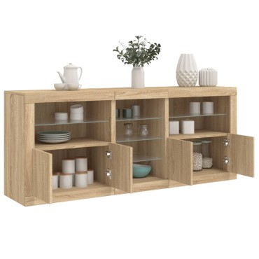 vidaXL Ντουλάπι με LED Sonoma Δρυς 181,5x37x67cm 1 τεμ.