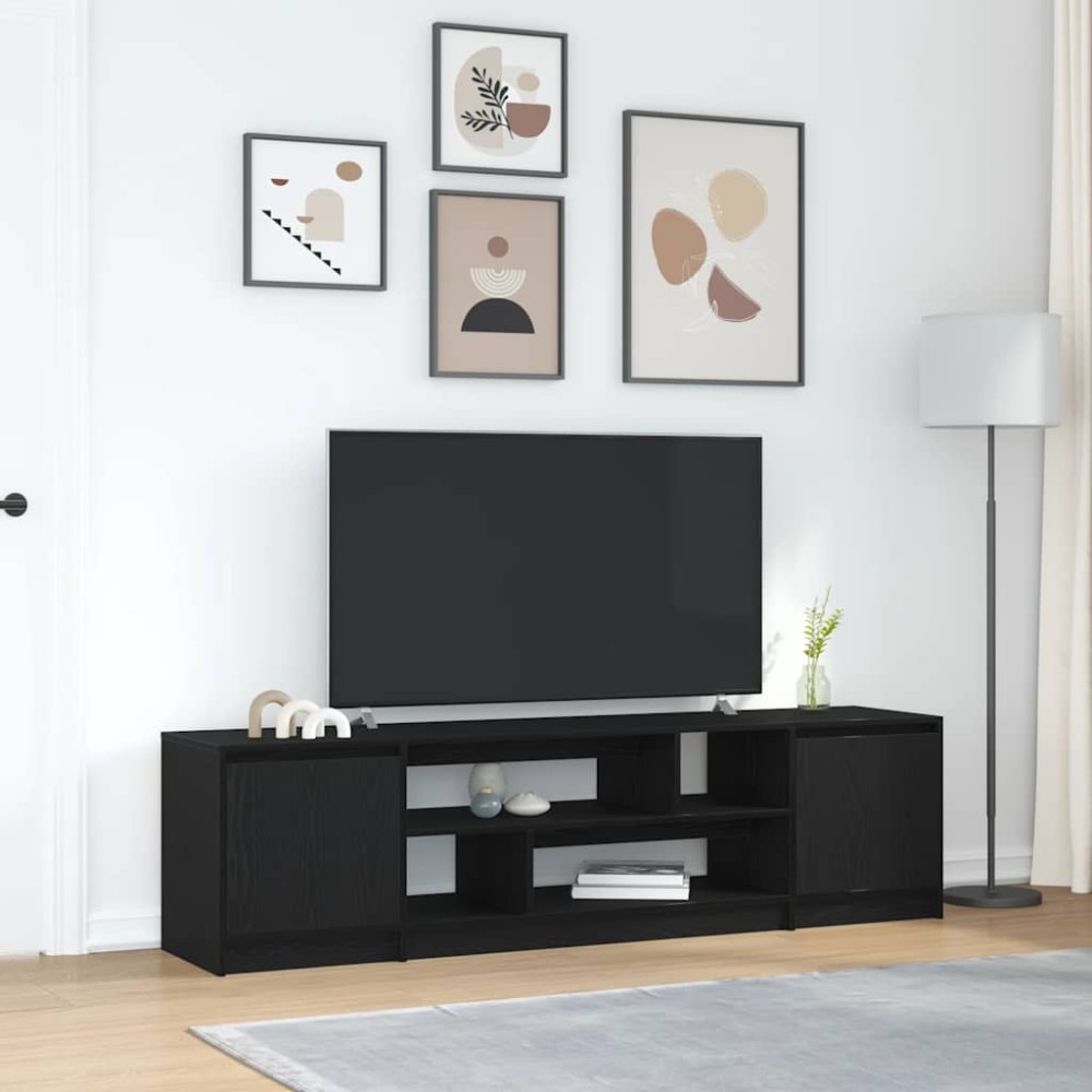 vidaXL Έπιπλο Τηλεόρασης Μαύρο Δρυς 188,5x41x50cm Επεξεργασμένο Ξύλο