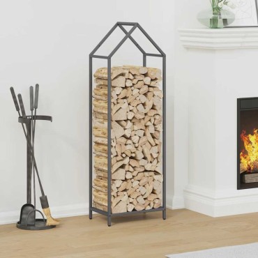 vidaXL Ράφι για καυσόξυλα Ανθρακί 40x25x120 cm Ατσάλι ψυχρής έλασης