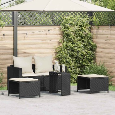 vidaXL 5 τεμ. σετ καναπέδες κήπου με μαξιλάρια Stackable μαύρο 63x63,5x60,5 cm  Γωνιακός