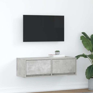 vidaXL Έπιπλο Τηλεόρασης Γκρι Σκυροδέματος 80x31x25,5cm Επεξεργ. Ξύλο