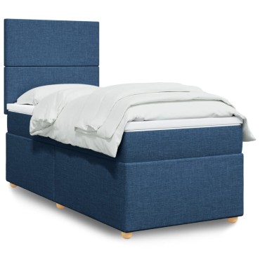 vidaXL Κρεβάτι Boxspring με Στρώμα Μπλε 80x200 εκ. Υφασμάτινο