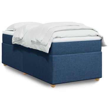 vidaXL Κρεβάτι Boxspring με Στρώμα Μπλε 80x200 εκ. Υφασμάτινο