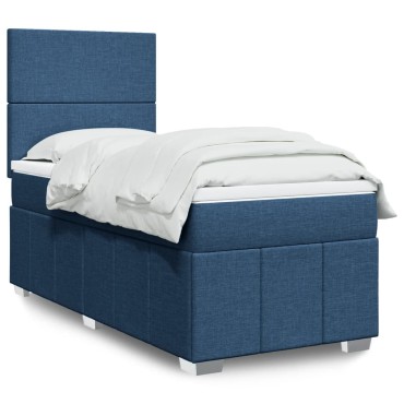 vidaXL Κρεβάτι Boxspring με Στρώμα Μπλε 80x200 εκ. Υφασμάτινο