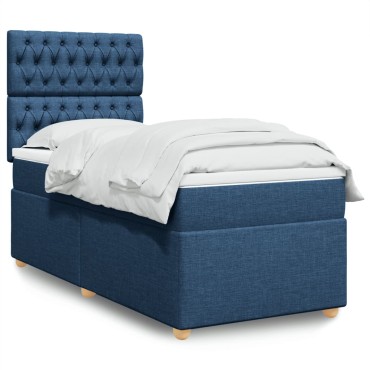vidaXL Κρεβάτι Boxspring με Στρώμα Μπλε 80x200 εκ. Υφασμάτινο