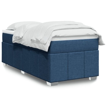 vidaXL Κρεβάτι Boxspring με Στρώμα Μπλε 80x200 εκ. Υφασμάτινο