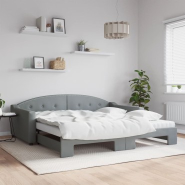 vidaXL Καναπές Κρεβάτι Συρόμενος Αν. Γκρι 100x200cm Ύφασμα Στρώματα 1 τεμ. - Μονό