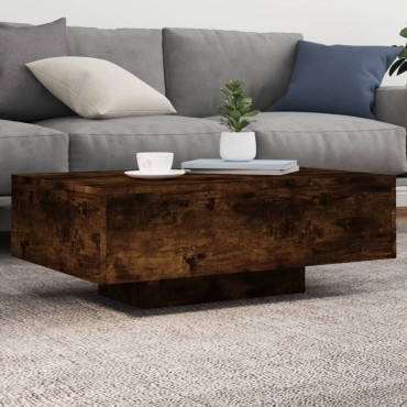 vidaXL Τραπεζάκι Σαλονιού με Φώτα LED Καπνιστή Δρυς 85x55x31cm 1 τεμ.
