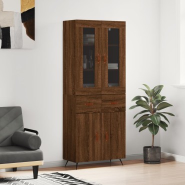 vidaXL Ντουλάπι Καφέ Δρυς 69,5x34x180cm από Επεξεργασμένο Ξύλο 1 τεμ.