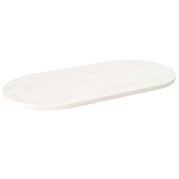 vidaXL Επιφάνεια Τραπεζιού Οβάλ Λευκή 90x45x2,5cm Μασίφ Ξύλο Πεύκου 1 τεμ.