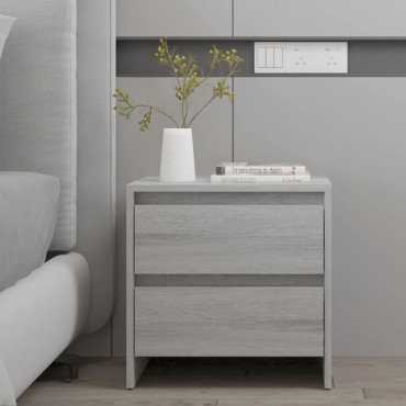 vidaXL Κομοδίνο Γκρι Sonoma 45x34,5x44,5cm από Μοριοσανίδα 1 τεμ.