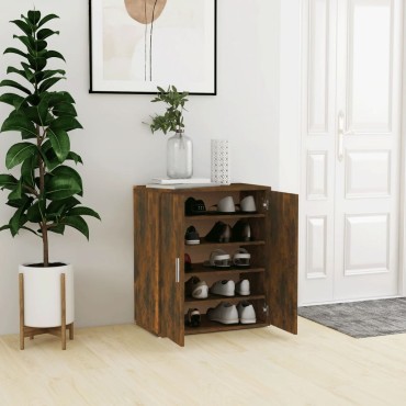vidaXL Παπουτσοθήκη Καπνιστή Δρυς 60x35x70cm από Επεξεργασμένο Ξύλο