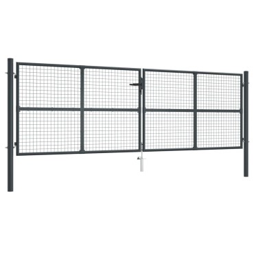 vidaXL Πόρτα Περίφραξης με Πλέγμα Γκρι 400 x 175 εκ. Γαλβαν. Χάλυβας
