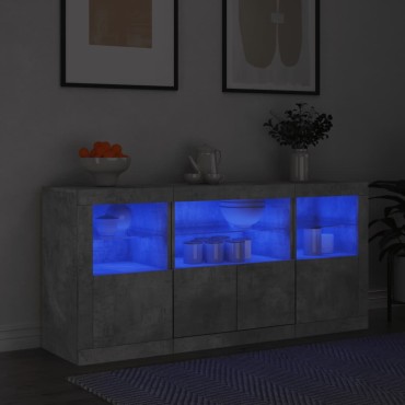 vidaXL Ντουλάπι με LED Γκρι Σκυροδέματος 142,5x37x67cm 1 τεμ.