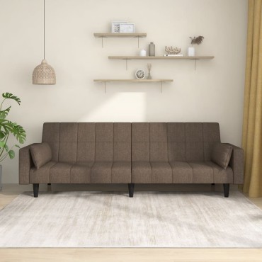 vidaXL Καναπές Κρεβάτι Διθέσιος Taupe Υφασμάτινος με Δύο Μαξιλάρια 220x84,5x69cm 1 τεμ.
