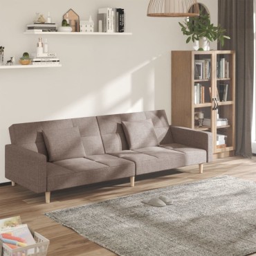 vidaXL Καναπές Κρεβάτι Διθέσιος Taupe Υφασμάτινος με Δύο Μαξιλάρια 220x84,5x69cm 1 τεμ.