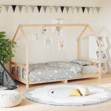 vidaXL Πλαίσιο Παιδικού Κρεβατιού 90x190cm από Μασίφ Ξύλο Πεύκου 1 τεμ. - Μονό