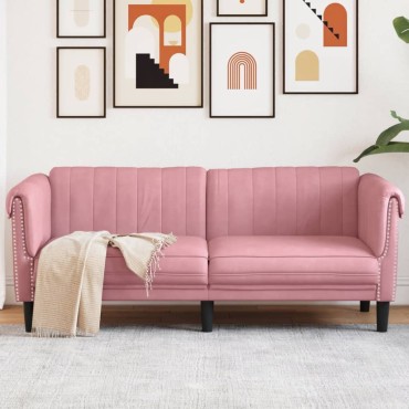 vidaXL Καναπές Διθέσιος Ροζ από Βελούδο 182x77x74cm 1 τεμ.