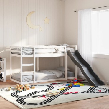 vidaXL Κουκέτα με Τσουλήθρα/Σκάλα Λευκό 90x200cm Μασίφ Ξύλο Πεύκου 1 τεμ. - Μονό
