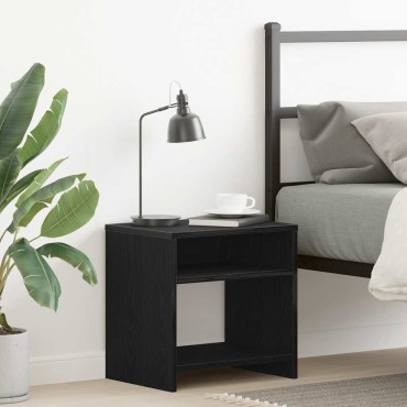 vidaXL Κομοδίνο Μαύρο Δρυς 40x30x40cm από Επεξεργασμένο Ξύλο 1 τεμ.