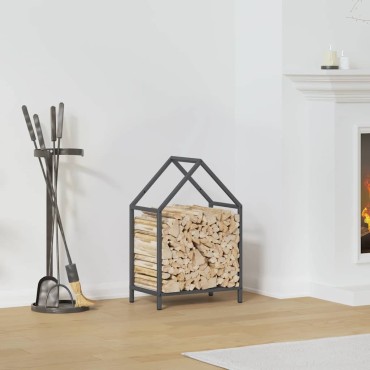 vidaXL Ράφι για καυσόξυλα Ανθρακί 40x25x60 εκ. Ατσάλι ψυχρής έλασης
