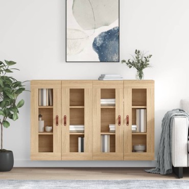vidaXL Ντουλάπια Τοίχου 2 τεμ. Sonoma Δρυς από Επεξεργασμένο Ξύλο 69,5x34x90cm