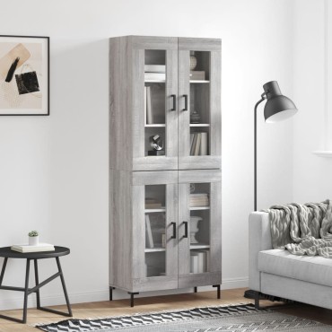 vidaXL Ντουλάπι Γκρι Sonoma 69,5x34x180cm Επεξεργασμένο Ξύλο 1 τεμ.