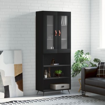 vidaXL Ντουλάπι Μαύρο 69,5x34x180cm από Επεξεργασμένο Ξύλο 1 τεμ.