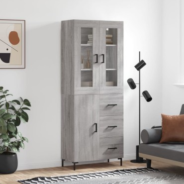 vidaXL Ντουλάπι Γκρι Sonoma 69,5x34x180cm Επεξεργασμένο Ξύλο 1 τεμ.