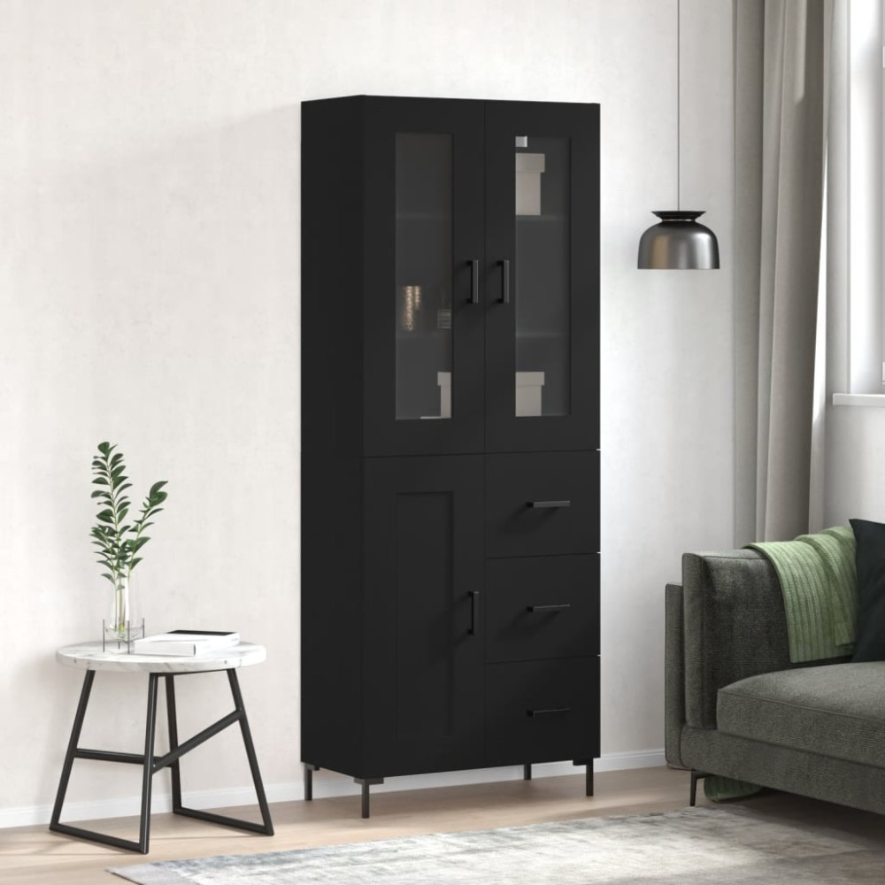 vidaXL Ντουλάπι Μαύρο 69,5x34x180cm από Επεξεργασμένο Ξύλο 1 τεμ.