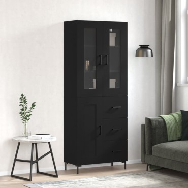 vidaXL Ντουλάπι Μαύρο 69,5x34x180cm από Επεξεργασμένο Ξύλο 1 τεμ.