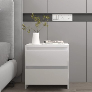 vidaXL Κομοδίνο Λευκό 45x34,5x44,5cm από Μοριοσανίδα 1 τεμ.