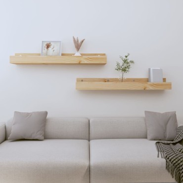 vidaXL Ράφια Τοίχου 2 τεμ. 80x12x9cm από Μασίφ Ξύλο Πεύκου