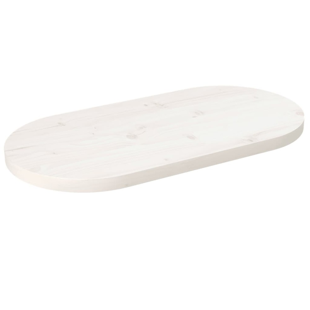 vidaXL Επιφάνεια Τραπεζιού Οβάλ Λευκή 80x40x2,5cm Μασίφ Ξύλο Πεύκου 1 τεμ.