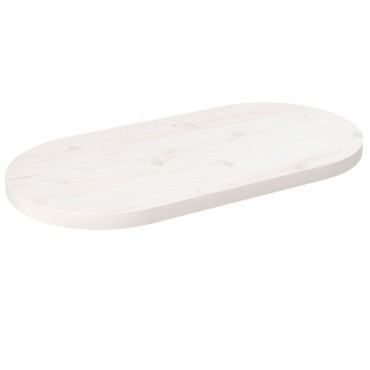 vidaXL Επιφάνεια Τραπεζιού Οβάλ Λευκή 80x40x2,5cm Μασίφ Ξύλο Πεύκου 1 τεμ.