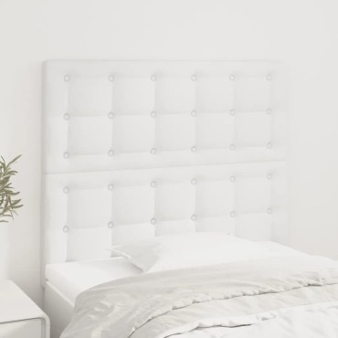 vidaXL Κεφαλάρι Κρεβατιού Λευκό 90x5x118/128cm από Συνθετικό Δέρμα 1 τεμ.