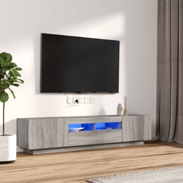 vidaXL Σετ Επίπλων Τηλεόρασης 2 τεμ. LED Γκρι Sonoma Επεξεργ. Ξύλο 100/80x35x40cm