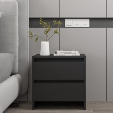 vidaXL Κομοδίνο Μαύρο 45x34,5x44,5cm από Μοριοσανίδα 1 τεμ.