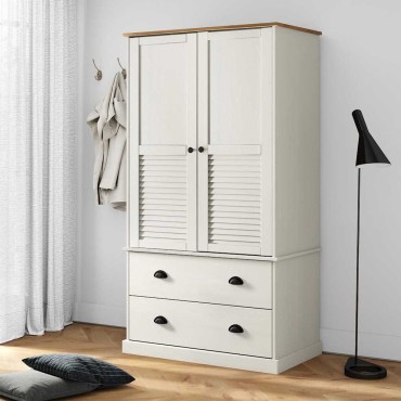 vidaXL Ντουλάπα VIGO Λευκή 90x55x170cm από Μασίφ Ξύλο Πεύκου 1 τεμ.