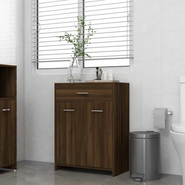 vidaXL Ντουλάπι Μπάνιου Καφέ Δρυς 60x33x80cm Επεξεργασμένο Ξύλο