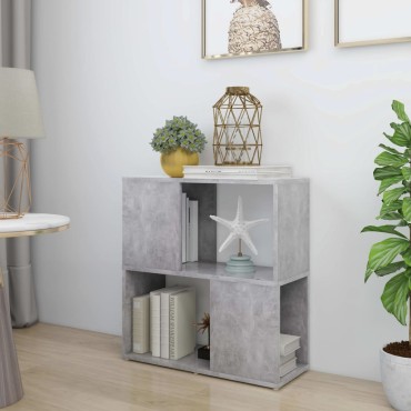 vidaXL Βιβλιοθήκη Γκρι Σκυροδέματος 60x24x63cm από Μοριοσανίδα 1 τεμ.