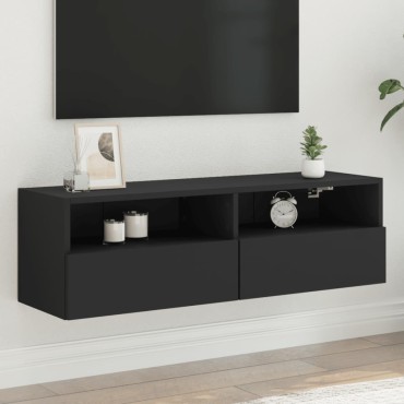 vidaXL Έπιπλο Τοίχου Τηλεόρασης Μαύρο 100x30x30cm Επεξ. Ξύλο