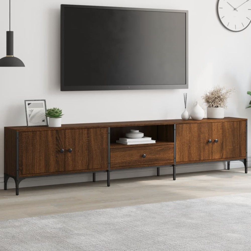 vidaXL Έπιπλο Τηλεόρασης με Συρτάρι Καφέ Δρυς 200x25x44cm Επεξ. Ξύλο