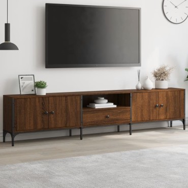 vidaXL Έπιπλο Τηλεόρασης με Συρτάρι Καφέ Δρυς 200x25x44cm Επεξ. Ξύλο