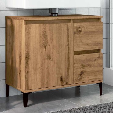 vidaXL Ντουλάπι Νιπτήρα Αρτισιανή Δρυς 65x33x60cm Επεξ. Ξύλο 1 τεμ.