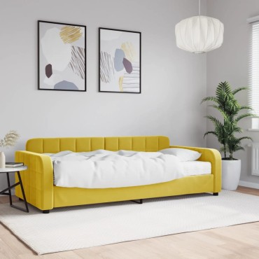 vidaXL Καναπέ Κρεβάτι με Στρώμα Κίτρινο 90 x 200 εκ. Βελούδινος
