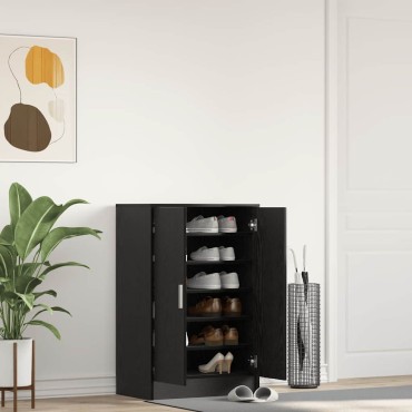 vidaXL Παπουτσοθήκη Μαύρη βελανιδιά 60x35x92cm Επεξεργασμένο Ξύλο