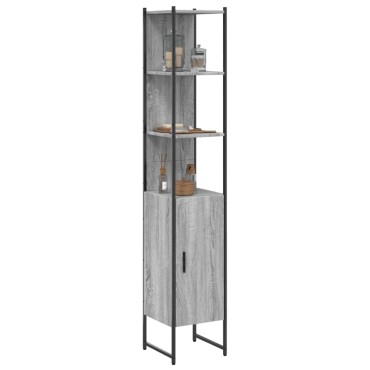 vidaXL Ντουλάπι Μπάνιου Γκρι Sonoma 33x33x185,5cm Επεξεργασμένο Ξύλο 1 τεμ.