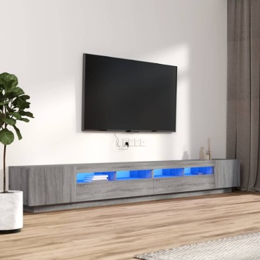 vidaXL Σετ Επίπλων Τηλεόρασης 3 τεμ. LED Γκρι Sonoma Επεξεργασμένο Ξύλο 100x35x80cm